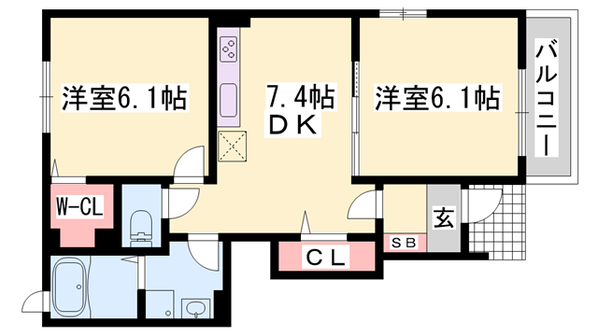 メゾン・城ノ下 Aの物件間取画像